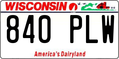 WI license plate 840PLW