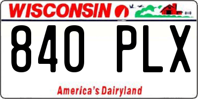 WI license plate 840PLX