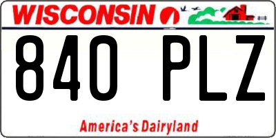 WI license plate 840PLZ