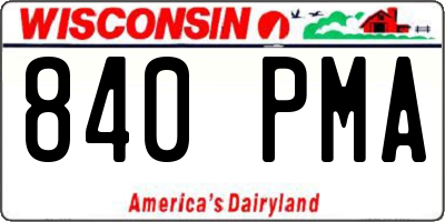 WI license plate 840PMA