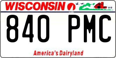 WI license plate 840PMC