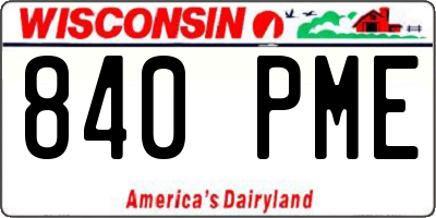 WI license plate 840PME