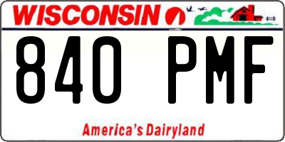 WI license plate 840PMF