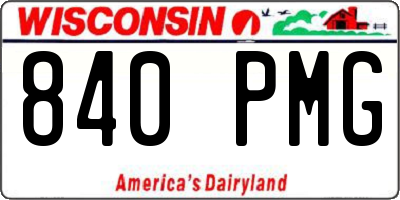WI license plate 840PMG