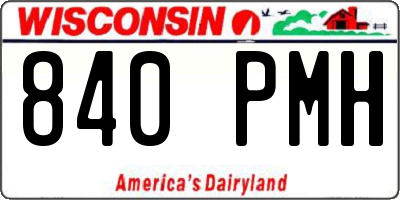 WI license plate 840PMH