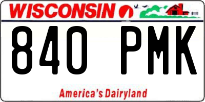 WI license plate 840PMK