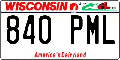 WI license plate 840PML
