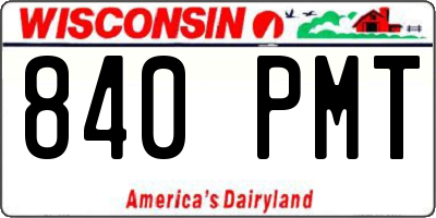 WI license plate 840PMT