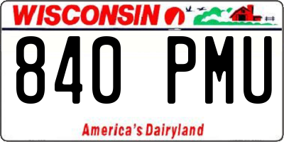 WI license plate 840PMU