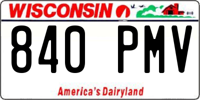WI license plate 840PMV