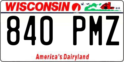 WI license plate 840PMZ