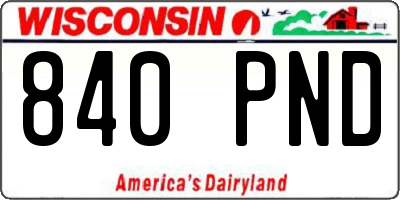 WI license plate 840PND