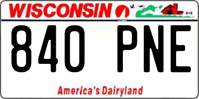 WI license plate 840PNE