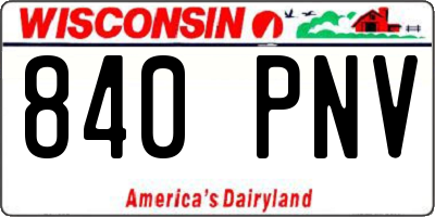 WI license plate 840PNV