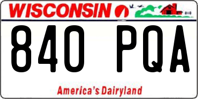 WI license plate 840PQA