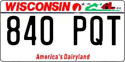 WI license plate 840PQT