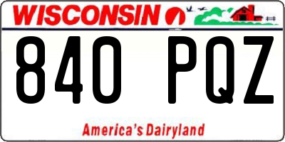 WI license plate 840PQZ
