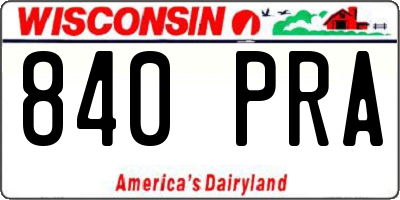 WI license plate 840PRA