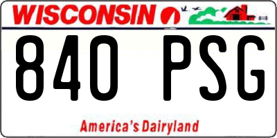 WI license plate 840PSG