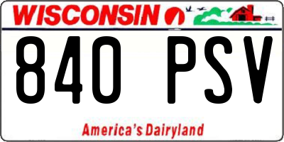 WI license plate 840PSV