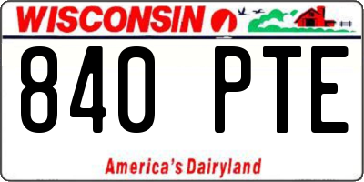 WI license plate 840PTE