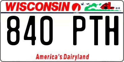 WI license plate 840PTH