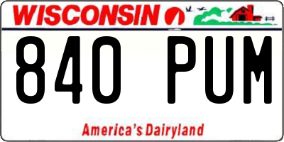 WI license plate 840PUM