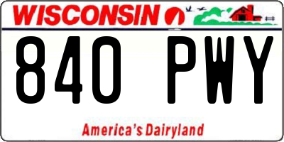 WI license plate 840PWY