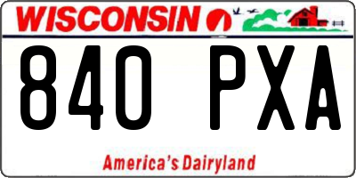 WI license plate 840PXA