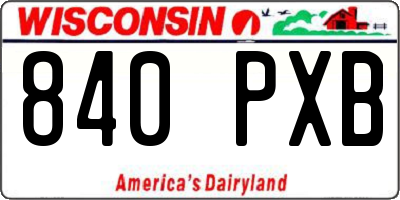 WI license plate 840PXB