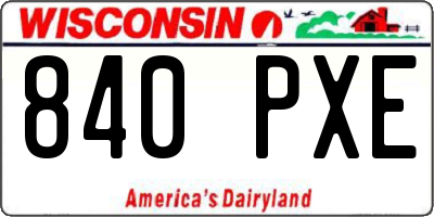 WI license plate 840PXE