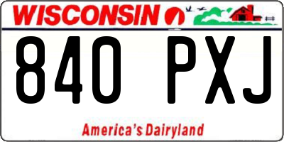 WI license plate 840PXJ