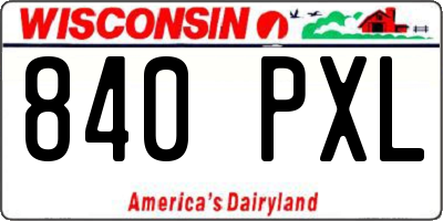 WI license plate 840PXL