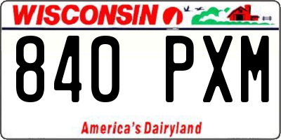 WI license plate 840PXM