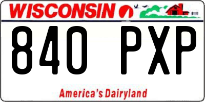 WI license plate 840PXP