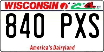 WI license plate 840PXS