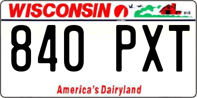 WI license plate 840PXT