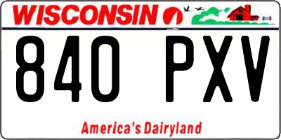 WI license plate 840PXV