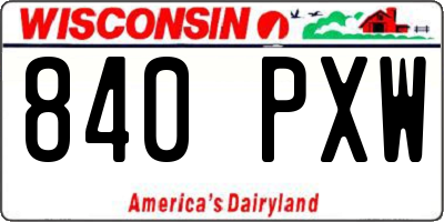 WI license plate 840PXW