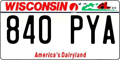 WI license plate 840PYA