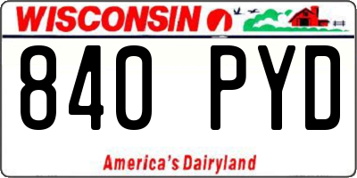 WI license plate 840PYD