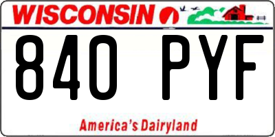 WI license plate 840PYF