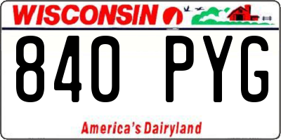 WI license plate 840PYG