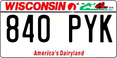 WI license plate 840PYK