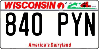 WI license plate 840PYN