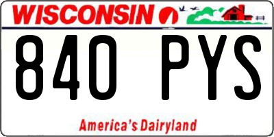 WI license plate 840PYS
