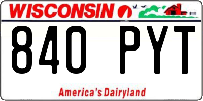 WI license plate 840PYT