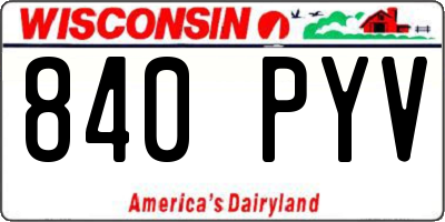 WI license plate 840PYV