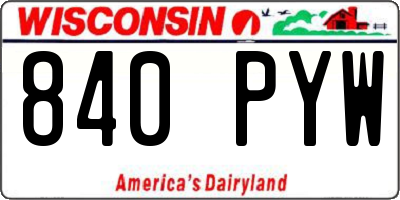WI license plate 840PYW