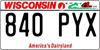 WI license plate 840PYX